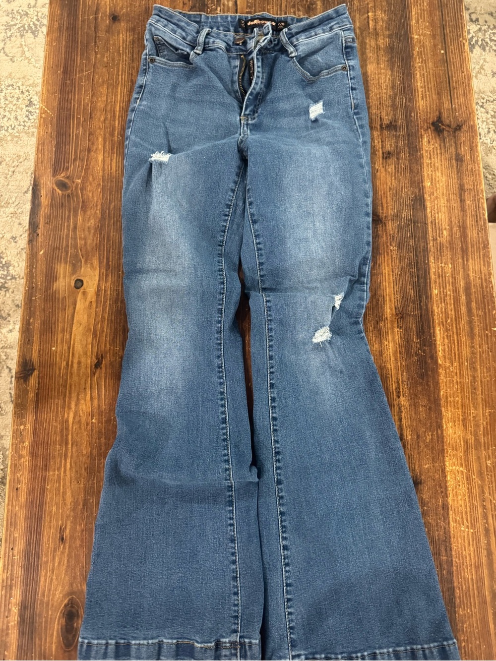 Dollhouse Distressed Mid-Blue Flare Jeans